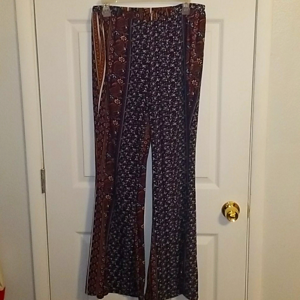 Blue Paisley Boho bell bottoms